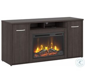 Studio C Storm Gray 60" Office Storage Cabinet with Doors and Electric Fireplace