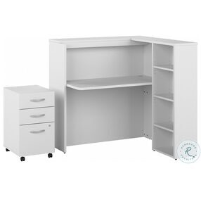 Studio C White 48" Cubicle Desk with Shelves and Mobile File Cabinet