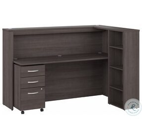 Studio C Storm Gray 72" Cubicle Desk with Shelves and Mobile File Cabinet