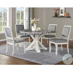 Canova Gray Marble And Cathedral White Round Dining Room Set