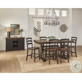 Stormy Ridge Chickory Black 72" Extendable Gathering Height Dining Room Set