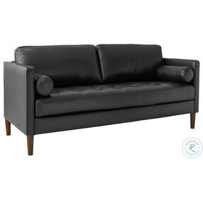 Sire Charcoal Leather Loveseat