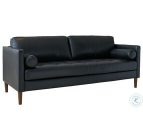 Sire Black Leather Sofa