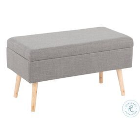 Storage Grey Fabric And Natural Wood Bench