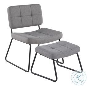 Stout Grey Fabric And Black Steel Lounge Chair And Ottoman