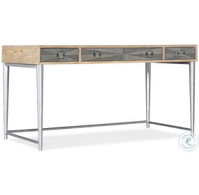 Zola Light Wood And Silver Metal Writing Desk