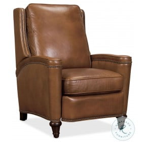 Rylea Light Brown Leather Manual Push Back Recliner