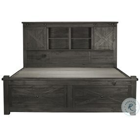 Sun Valley Charcoal Queen Bookcase Storage Bed