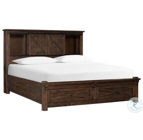 Sun Valley Rustic Timber Queen Bookcase Storage Bed