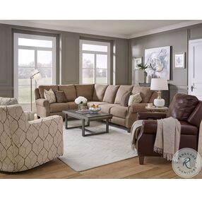 Key Largo Taupe Power Reclining Sectional with Nailhead Trim