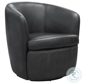 Barolo Vintage Slate Leather Swivel Club Chair