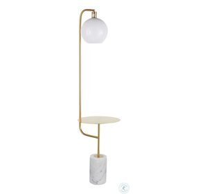 Symbol White Marble Base Floor Lamp With Gold Metal Side Table