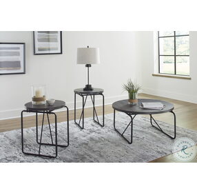 Garvine Charcoal And Black 3 Pieces Occasional Table Set