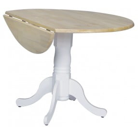 Dining Essentials White/Natural 42" Round Drop Leaf Dining Table