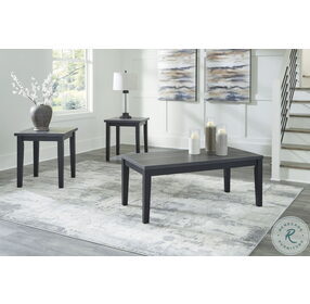 Garvine Replicated Dark Charcoal Gray Wood Grain 3 Pieces Occasional Table Set