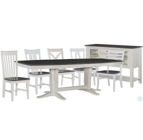 Cosmopolitan White and Gray Milano Double Pedestal Extendable Dining Room Set