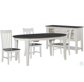 Cosmopolitan White and Gray Oval Butterfly Extendable Dining Room Set