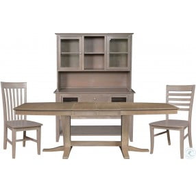 Cosmopolitan Taupe Gray Milano Double Pedestal Extendable Dining Room Set