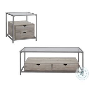 Beachfront Sand Drift And Nickel Occasional Table Set
