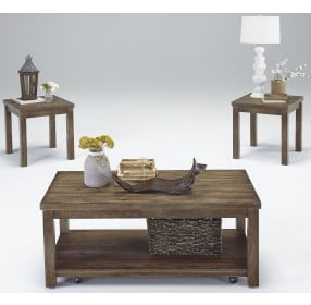 Silverton Distressed Driftwood 3 Piece Occasional Table Set