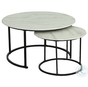 Domini Alabaster And Black Round Nesting Table Set