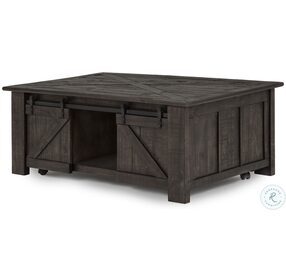 Garrett Weathered Charcoal Wood Rectangular Casters Lift-Top Cocktail Table