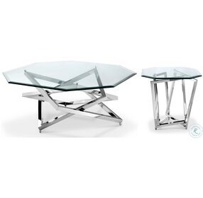 Lenox Square Nickel Octagonal Occasional Table Set