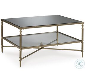 Cloverty Aged Gold Rectangular Cocktail Table