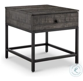 Parker Distressed Whiskey And Matte Black Rectangular End Table