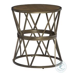 Soho Distressed Gold And Natural End Table