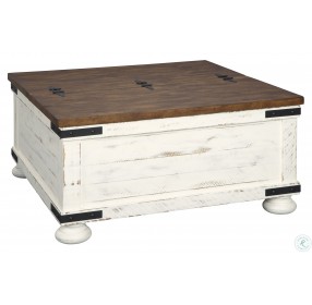 Wystfield White and Brown Cocktail Table with Storage