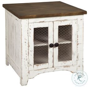 Wystfield White and Brown Rectangular End Table