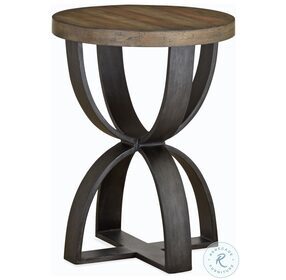 Bowden Rustic Honey And Distressed Iron Round Accent Table