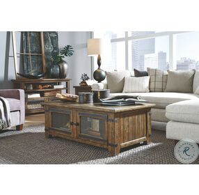 Isabella Farmhouse Timber Lift Top Storage Occasional Table Set