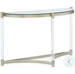 Silas Platinum And Clear Acrylic Demilune Sofa Table