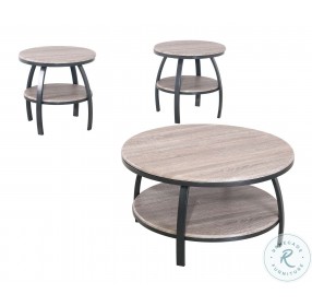 Curtis Barn Gray and Black 35" Round Occasional Table Set