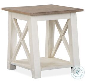 Sedley Distressed Chalk White And Weathered Driftwood Rectangular End Table