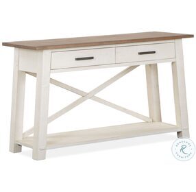 Sedley Distressed Chalk White And Weathered Driftwood Rectangular Sofa Table