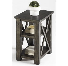 Crossroads Distressed Smokey Grey Chairside Table
