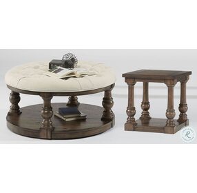 Wynton Cream Round Upholstered Occasional Table Set