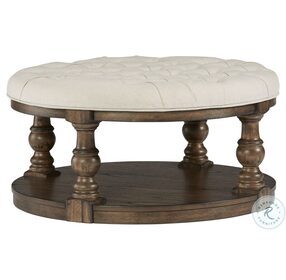 Wynton Cream Round Upholstered Cocktail Table