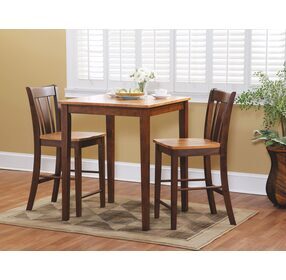 Dining Essentials Cinnamon And Espresso 30" Square Counter Height Dining Set