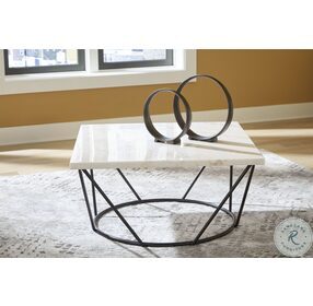 Vancent White And Black Square Occasional Table Set