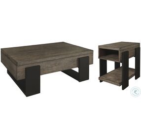 Winter Park Clay And Black Lift Top Occasional Table Set
