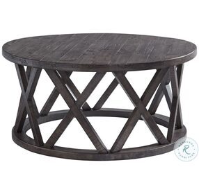 Sharzane Gray and Brown Round Cocktail Table