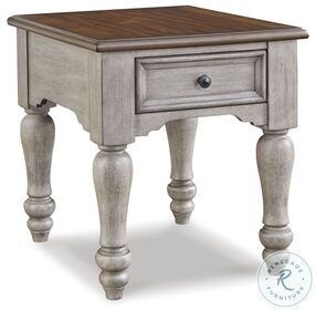 Lodenbay Antique Gray And Walnut Brown End Table