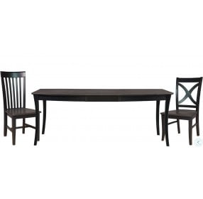 Cosmopolitan Coal and Black Salerno Butterfly Extendable Dining Room Set