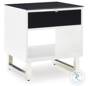 Gardoni High Gloss White And Black Rectangular End Table