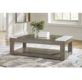 Loyaska Grayish Brown And White Lift Top Occasional Table Set