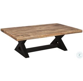 Wesling Light Brown And Black Rectangular Cocktail Table
